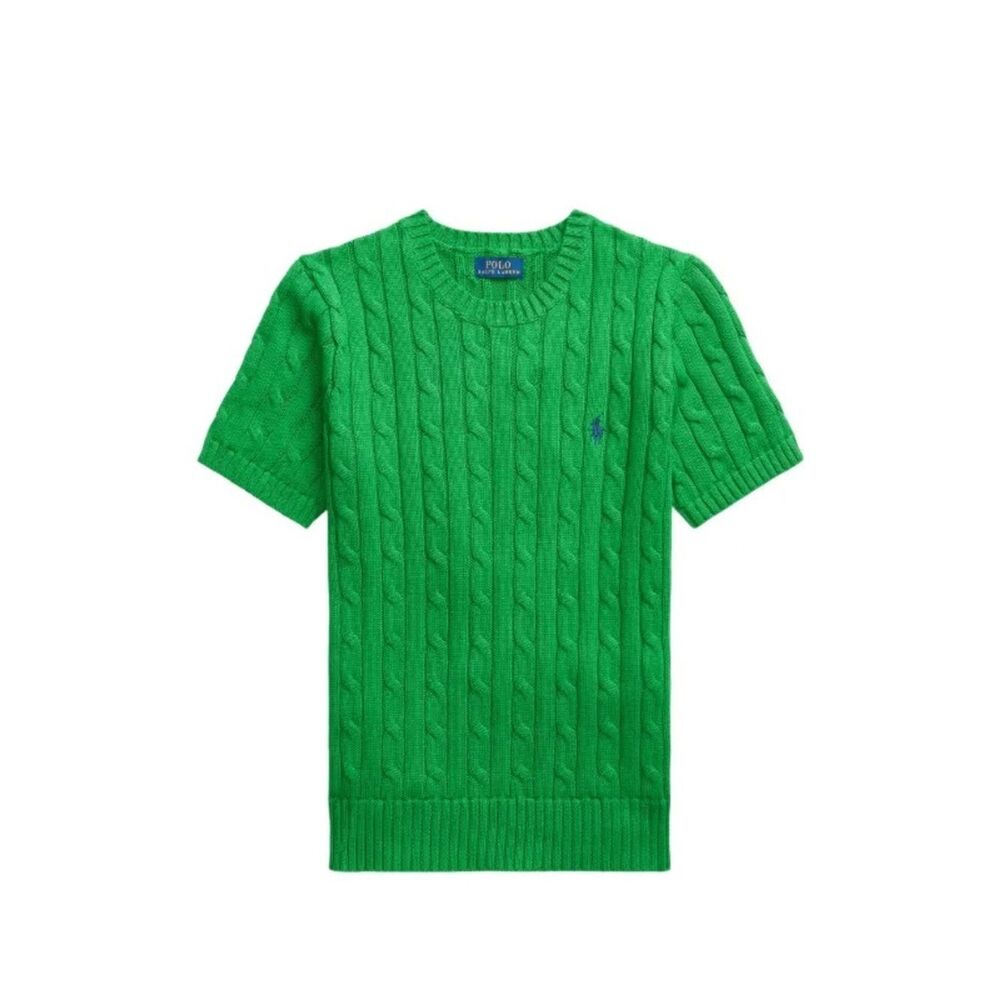 Polo Ralph Lauren Green Cable Knit Short Sleeve Sweater Size XL
